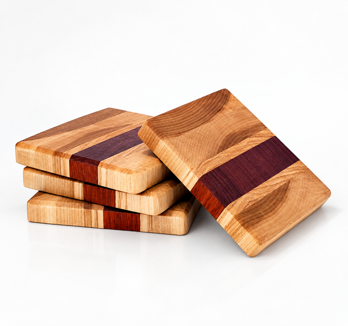 Birch, Padauk & Oak Coaster Set
